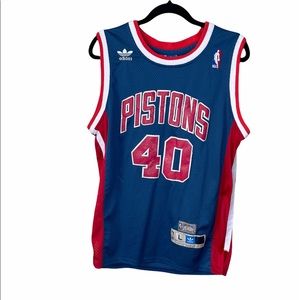 NBA MEN'S DETROIT PISTONS LAIMBEER HARDWOOD CLASSICS BLUE SWINGMAN JERSEY